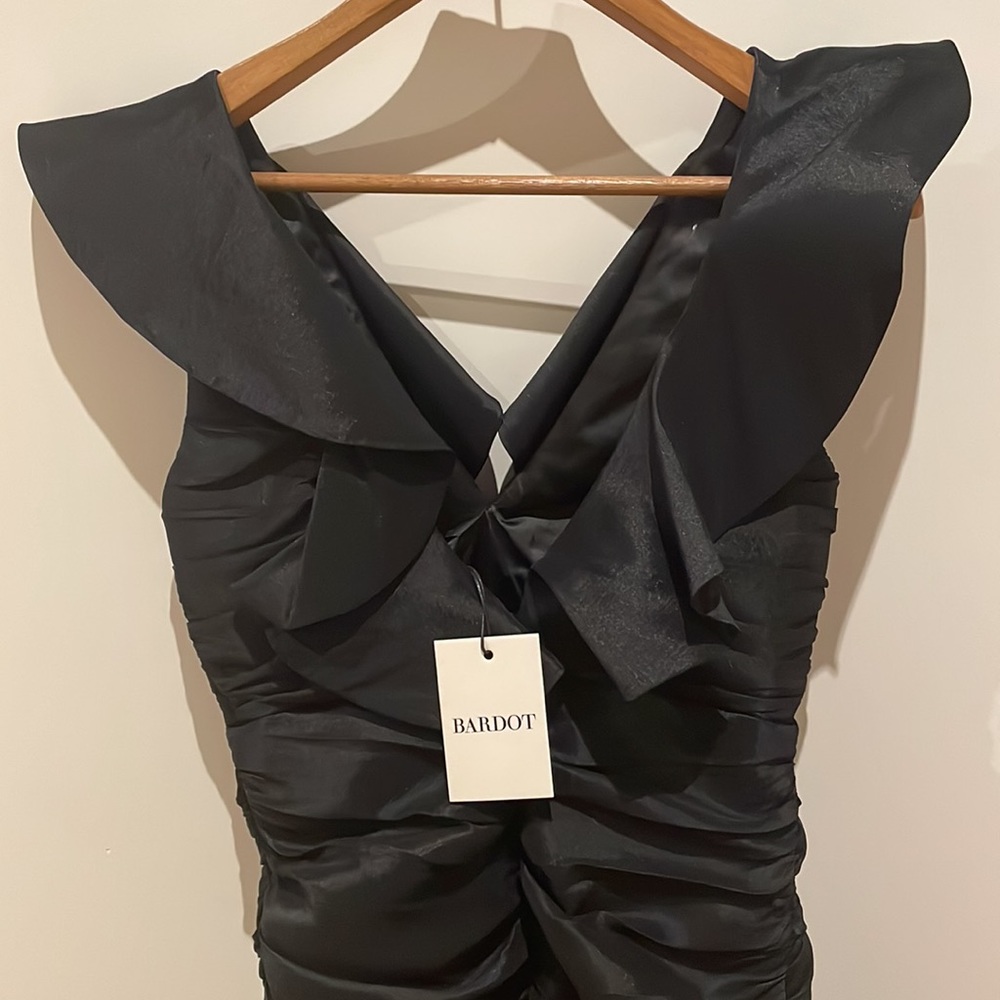 NWT BARDOT Mini Black Frill Dress - Picture 4 of 7